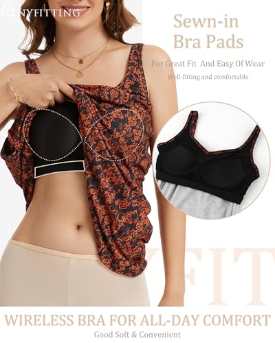 Image of ANYFITTING Built in Bra Summer Dresses for Women 2025 Casual Short Dress with Pockets Mini Floral Sundresses