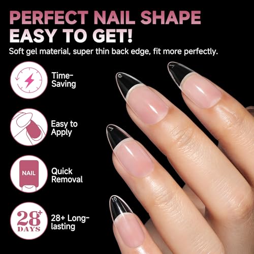 Image of UNA GELLA Almond Gel Nail Tips, 312pcs Soft Gel Medium Almond Nails