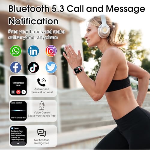 Image of Smart Watch for Men Women (Answer /Make Calls), 1.85 inch HD Fitness Smartwatch | Fitness Tracker with Heart Rate and Sleep Monitor, 110+ Sports Modes, IP68 Waterproof Activity Tracker for iOS /Android, Pink