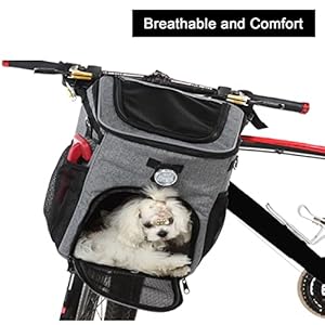   Dog-Bike-Basket-Expandable-Soft-Sided-Pet-Carrier-BackpackBicycle-Basket-for-Small-DogCar-Seat-for-Small-Puppy-Cat-with-Mesh-Window-Ventilated-Double-Shoulder-Dog-Bag-Red