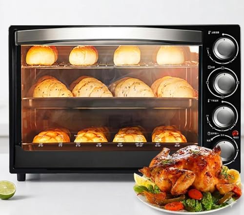 Horno de convección de sobremesa de 40 litros, 1500 W, termostato Ajustable, 90-230 °C, para Hornear, Asar y gratinar. Exterior de Tacto frío. Diseño Compacto para cocinas domésticas.
