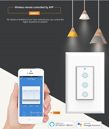 Vista 12 de Nexete Smart Wi-Fi interruptor de pared compatible con Alexa Google Assistant e IFTTT, control remoto, función de sincronización no requiere puerto.