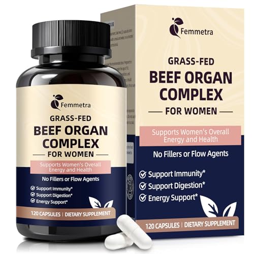 Female-Optimized Beef Organ Complex Superfood Supplement, Beef Liver, Kidney, Heart, Uterus & 6 More, Balance Hormones, Energy & Women's Overall Wellness, with Milk Thistle, Zinc, Grass-Fed, 60 Day