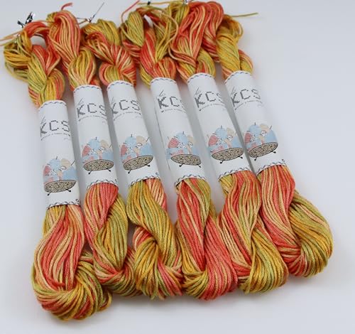 Image of KCS Big skeins of 25 Meters Size 25 Color Variegated Cross Stitch Stranded Threads,6 skeins,4126