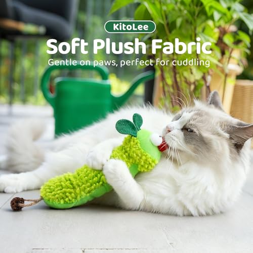 Lot de 3 jouets interactifs en peluche à l'herbe à chat pour chatons adultes d'intérieur - Jouet à mâcher pour le nettoyage des dents - En peluche résistante aux morsures - Motif chenille, souris – Image 4