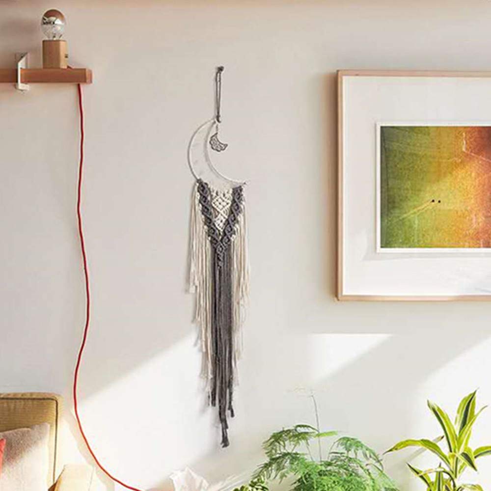 AotoerAotoer Moon Shaped Dream Catcher Boho Cotton Woven Macrame Wall Hanging for Wedding Decoration, for Valentines Anniversary Day Birthday or Christmas Day