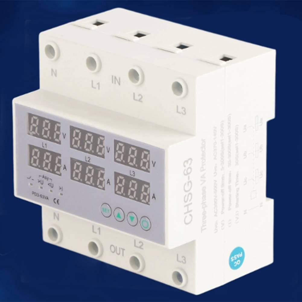 Voltmètre Triphasé sur Rail DIN-Protection Surtension et Surcharge