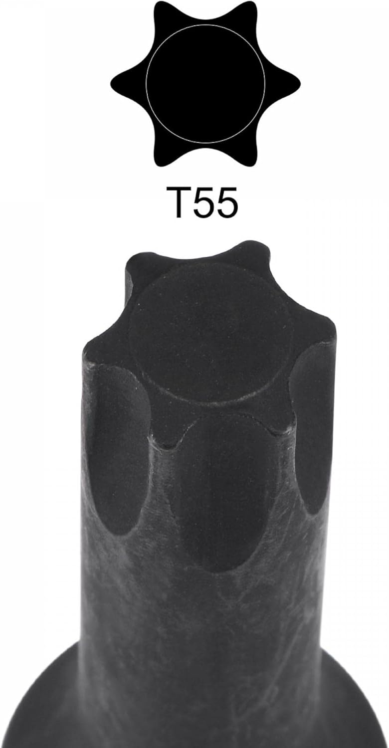 uxcell T55 Impact Torx Bit Socket, 3/8" Square Drive 60mm Length CR-MO Metric Sizes