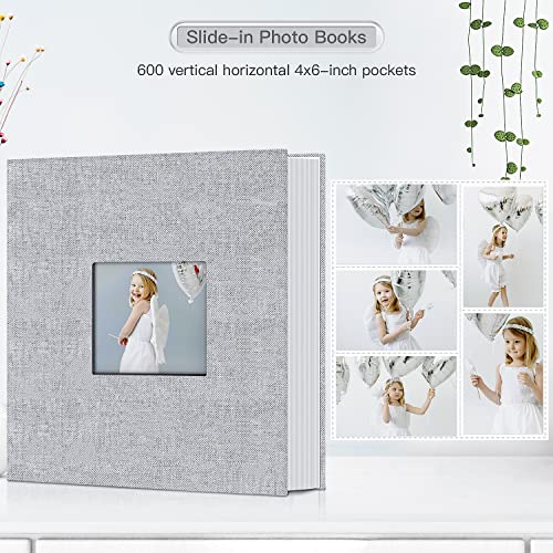 Photo Album 4X6-600 Photos Photo Books With 600 Horizontal And Vertical Pockets,Linen Cover Albums For Family Wedding Anniversary Baby Vacation Pictures #TOP1