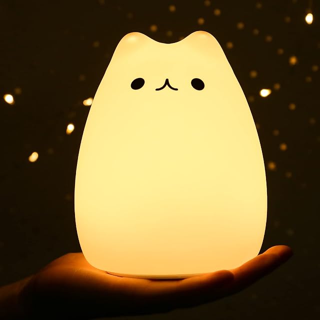 Cat Night Light For Kids Cat Lamp For Baby Teen 7 Colors Table Lamps Room Decor With Usb Rechargeable Cute Led Multicolor Light Gifts