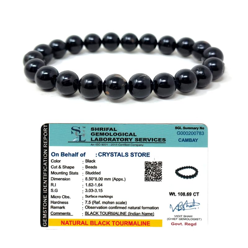 Real Crystal Black Tourmaline Crystal Bracelet Natural Gemstone Beaded Jewelry For Men Women Grounding Protection Original Certified Lab Tested (B0CS33HQR3) Amazon Price History, Amazon Price Tracker