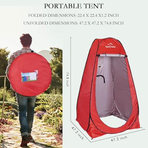 Image of Your Choice Pop Up Shower Tent 47.2 inch Wx74.8 /82.7 inch H Privacy Changing Tent | Waterproof Silver Coating Portable Shelter with Carry Bag for Camping, Beach, RV, Hiking, Fishing