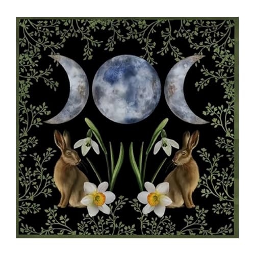 スクエア占いタペストリーウサギパターン占星術テーブルクロスタロットテーブルクロステーブルクロス魔術用品占いカードテーブルクロス壁装飾