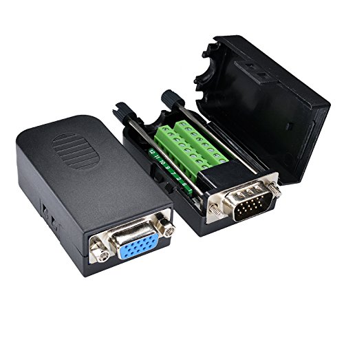 Gimax vga solder joints, connectors, display db15 three rows, 15-pin VGA terminal, with the shell - (Color: VGA3-6 Male head)