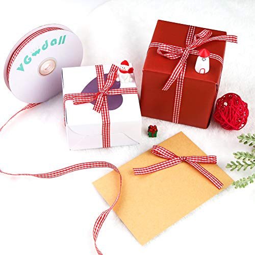 Red Gingham Ribbon, 3/8" X 50Yd Red And White Thin Crafts Ribbon Buffalo Checker Ribbons For Hair Accessories Picnic School And Christmas Gift Wrapping #TOP3