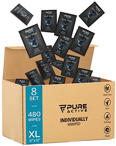 Image of Shower Body Wipes, 480 Individually Wrapped Personal Hygiene Body Cleansing Wipes for Women and Men, Keep Clean After Gym Travel Camping Outdoors Sports