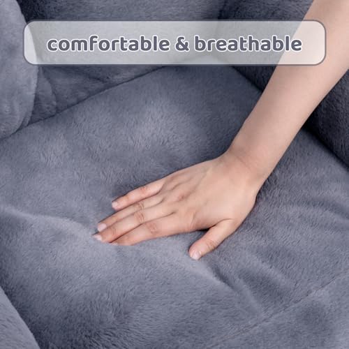 Hollypet Katzenbett Kleines Hundebett, Flauschiges Plüsch Katzensofa für Katzen und Welpen, Weiches Schlafsofa für Haustiere Atmungsaktives Haustierbett, Dunkelgrau