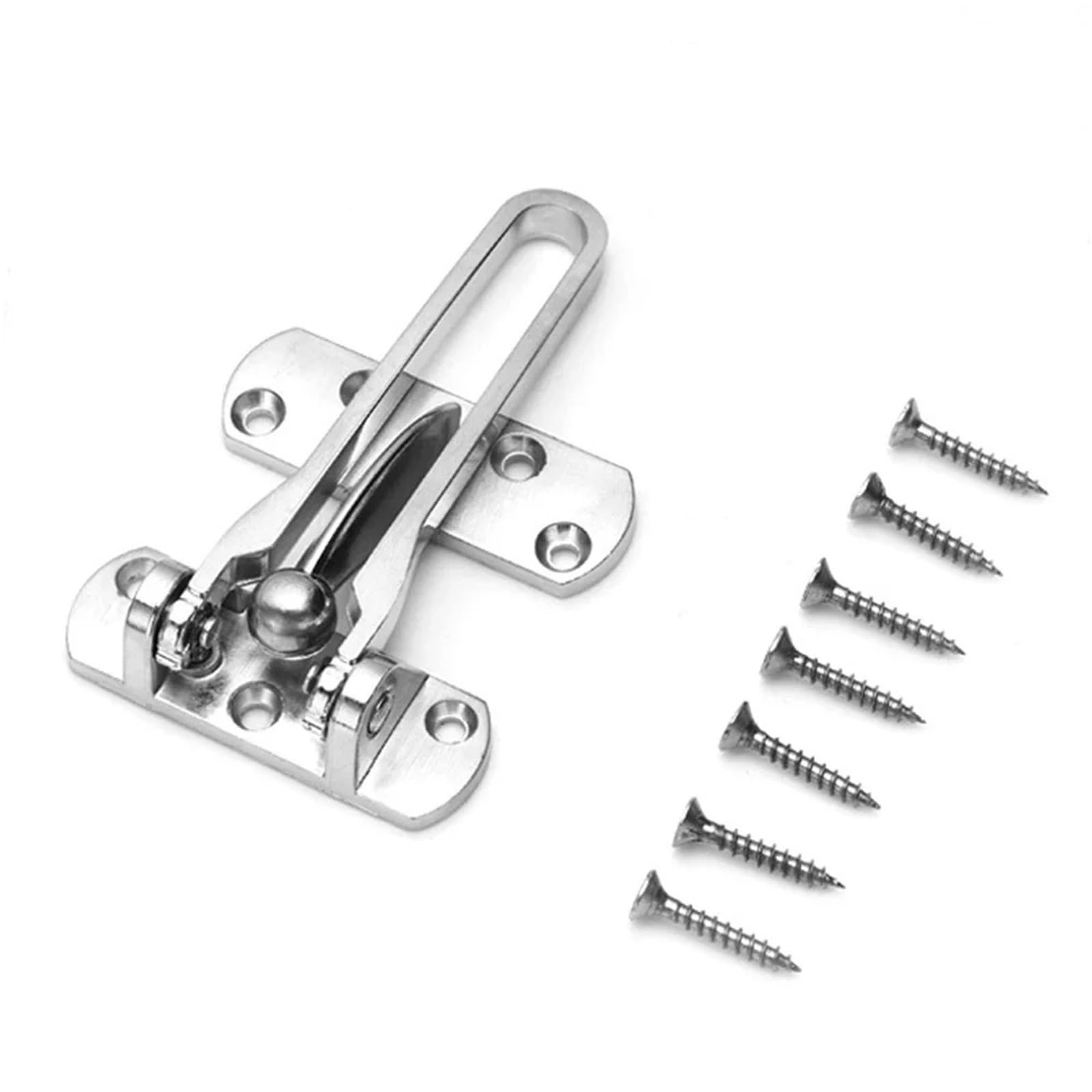 Swing Bar Door Lock 4pcs Door Zinc Alloy Lock Guard Buckle Clasp Padlock Chain Hotel(Silver)