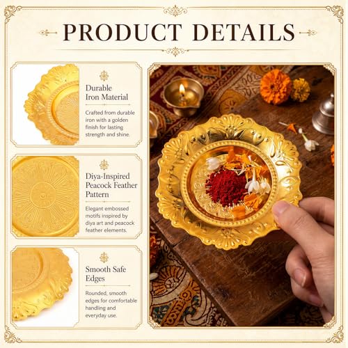 Ferrochef 12 Pack Nakshi Plate Indian Pooja Thali 3.9in Gold Return Gift by Ferrochef - Used condition - Image 3