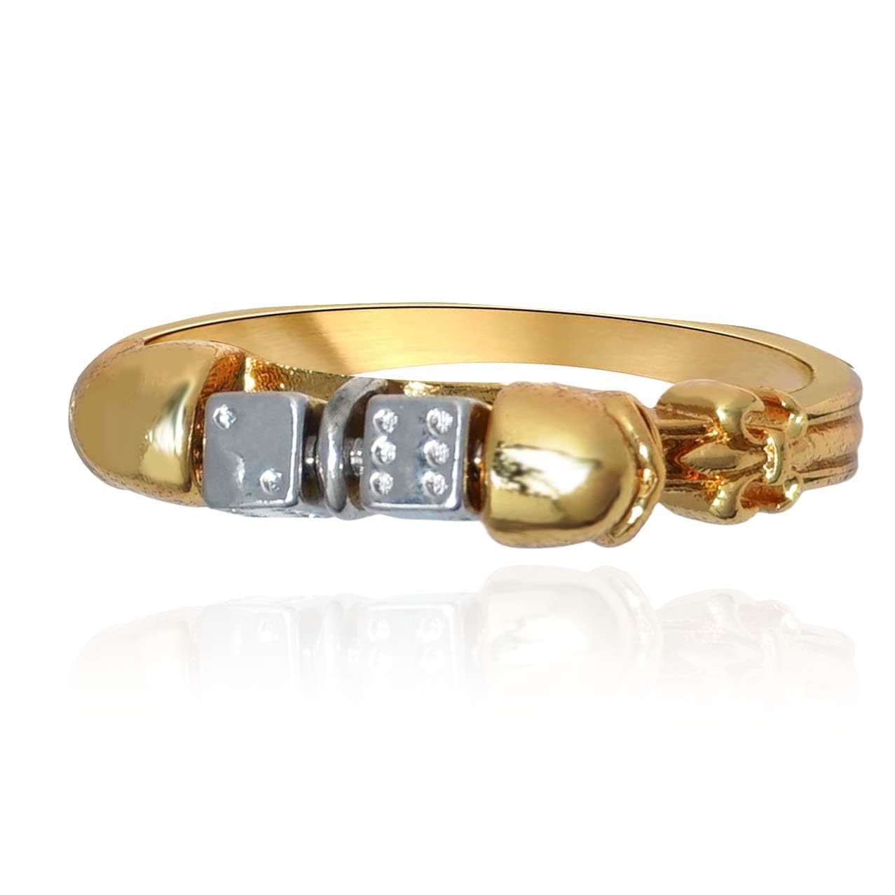 MayiaHeySkull Dice Biker Ring, Gothic Skull Dice Ring For Men, Punk Cube Biker Ring, Lucky Dice Ring, Golden Skull Dice Biker Ring For Men Two Tone Skull Ring