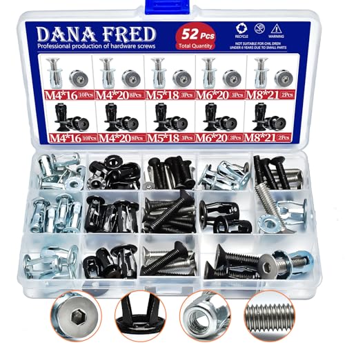 52 Sets Molly Jack Nuts with Countersunk Socket Head Cap Screws Assortment Kit,M4m5m6m8 Expansion Insert Nuts Short Jacknut Threaded Insert Nuts Petal Nuts for Hollow Door, Hollow Wall Thin Soft Wall