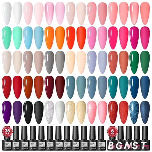 COSCELIA Set de Esmalte de Uñas Semipermanente 40 Esmaltes de Uñas de Gel, 35 Colores de pintauñas semipermanentes con Base y Top Coat Kit Manicura Semipermanente