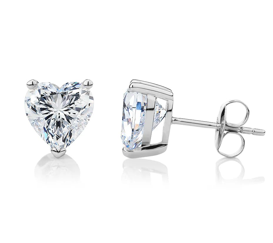 925 Silver Solitaire Heart Earrings for Girls/Women | 92.5 Sterling Silver and Diamond like Brilliance Sparkling Zirconia for that Stunning Shine | Lovely Gift-image-46