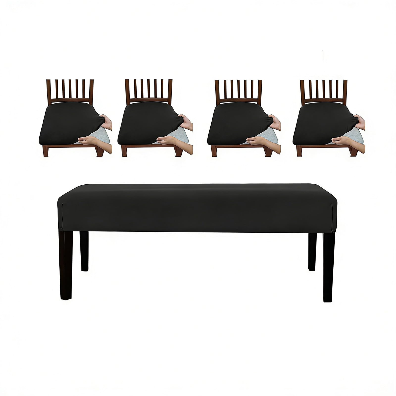 Msioytog Meteorite Lime Benches Cover With Elastic Rope For Various Stool Legs Spill Resistant Polyester Fabric Benches Cover Set