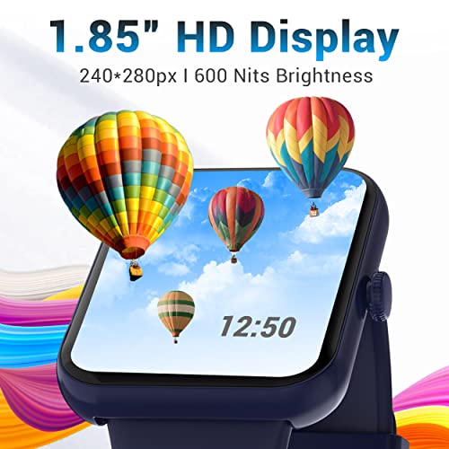 Image of Maxima New Samurai Smartwatch 1.85 inch, 1st Time Call Accept Feature, Hindi Language Support, 600Nits Brightness, Longer Battery, in-App GPS,100+ Watch Faces, Multisport Modes,HR /SpO2 (Blue)