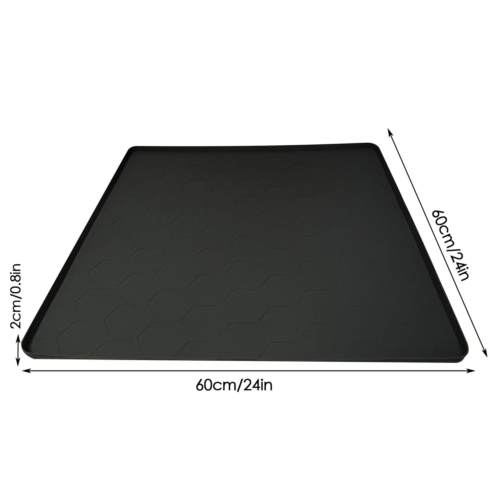 Tappetino In Silicone Per Frigorifero Con Bordo Rialzato, 60x60 Cm, Antibatterico, Antigoccia, Lavabile, Colore Grigio