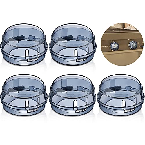 5 Pieces Gas Stove Knob Covers for Child Safety, Baby Oven Lock Kitchen Safety Guards, Baby Stove Knob Guards Child Proof Knob Covers, Black Stove Knob Guard Top Protector