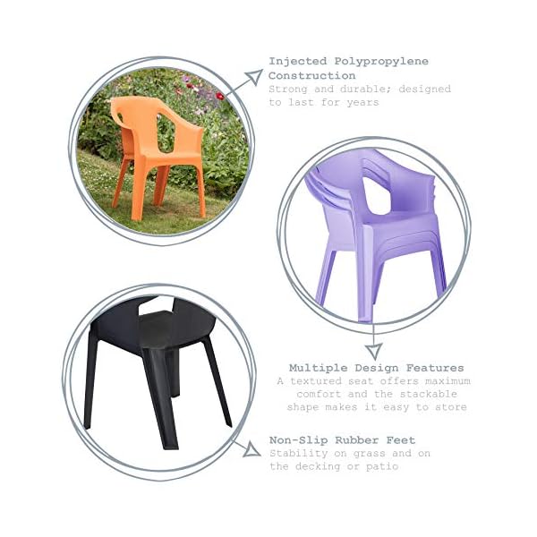 Resol 2 Piece Cool Plastic Garden Chair Set - Stackable UV Resistant Outdoor Patio Armchair - Image 3