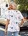 Zeagoo Womens Summer Top Casual V Neck Short Sleeve Floral Tee Shirts Ladies Tunic Tops for Legging White XL