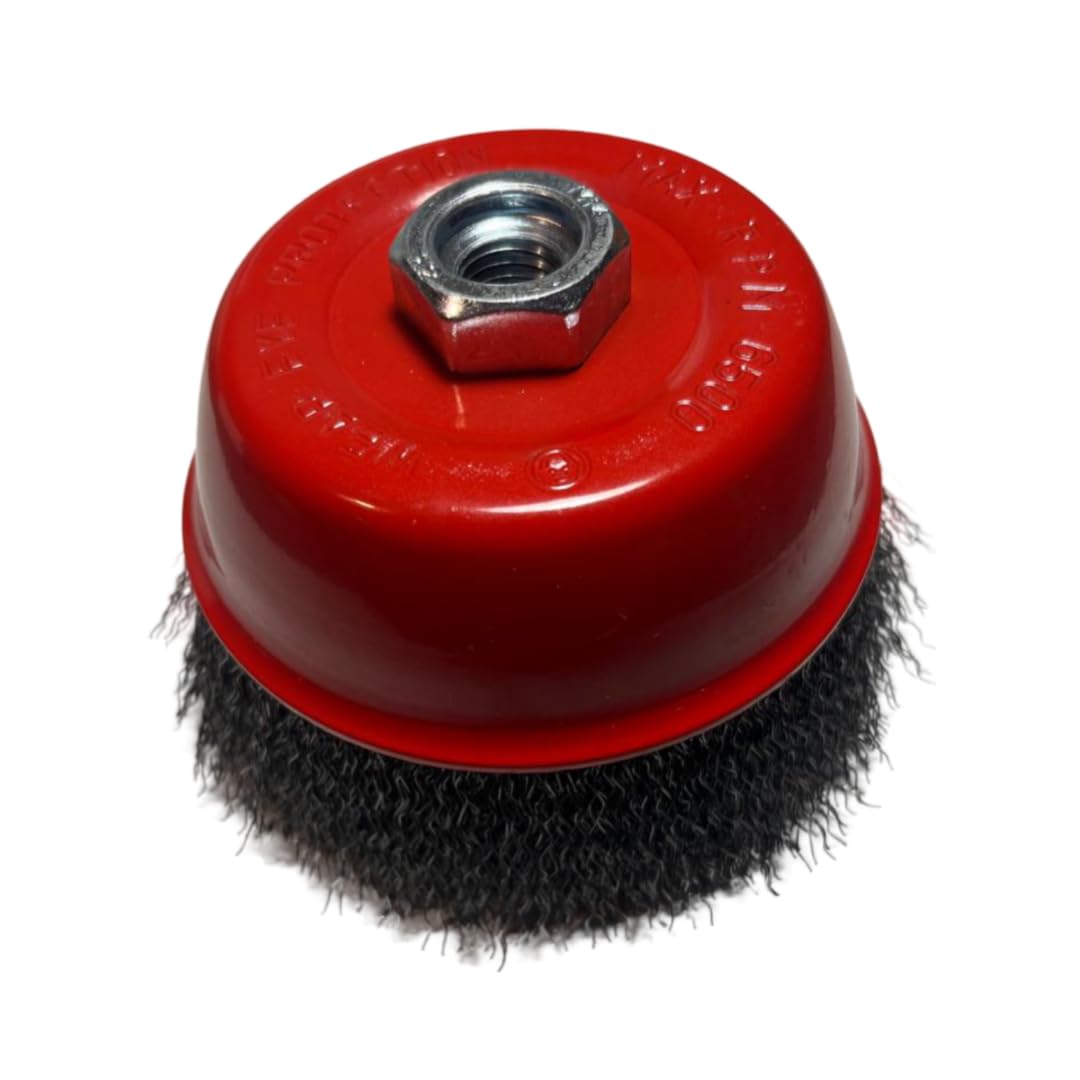 Spazzola per tazza in acciaio industriale da 125 mm con filettatura M14 per smerigliatrici, pulizia profonda e sbavatura in metallo con massima efficienza, ideale per la pulizia di ruggine, vernice,