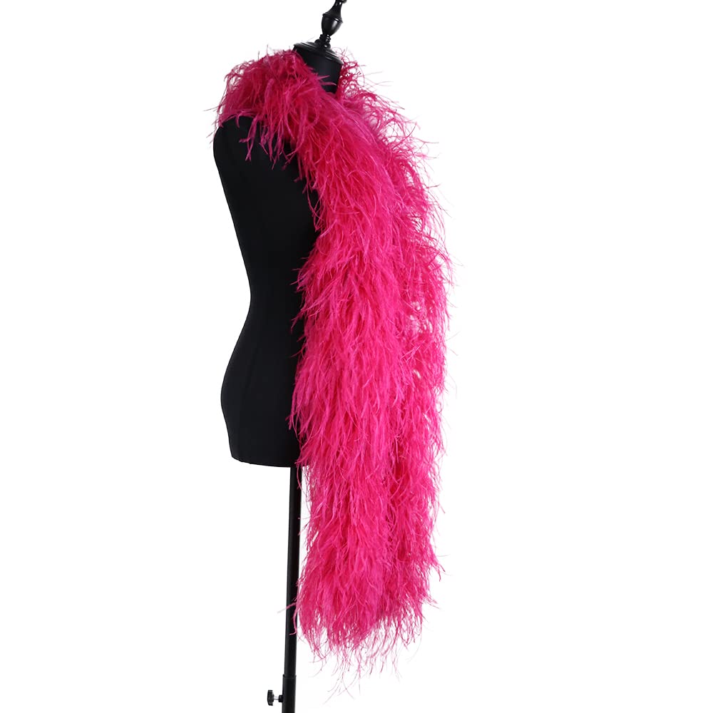 2M Plumes Naturelles Boas Décoration Accessoires pour Châle Couture Plume Boa Arbre De Noël Décor Fête Artisanat-Vin, 2 PLY