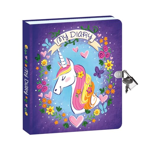 Peaceable Kingdom Unicorn Diary - 208 páginas rayadas con candado y llave miniatura 2
