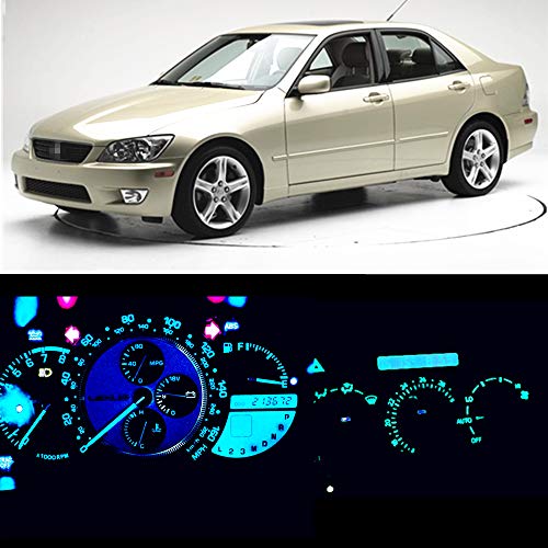 Image of WLJH Extremely Bright Ice Blue Dash Instrument Cluster Panel Gauge Bulbs + Climate Control Lights + Clock Light Led Kits for Lexus IS300 2001-2005, Pack of 12 | 3030 SMD, Plug and Play, Dimmable, Instrument Light, Gauge Backlight, Climate Panel, Time Display Illumination, 12-Pack