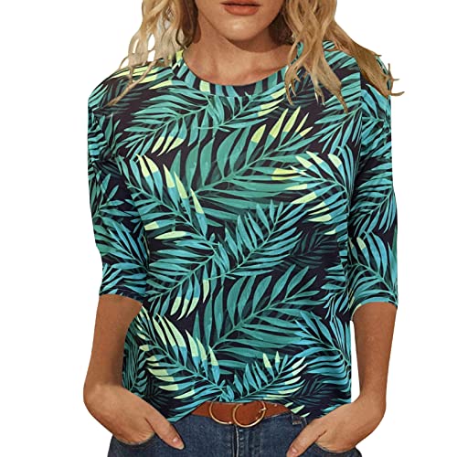 JomeDesign Womans 3/4 Sleeve Crewneck Tshirts Casual Loose Comfy Blouse Lightweight Cute Beach Tops...