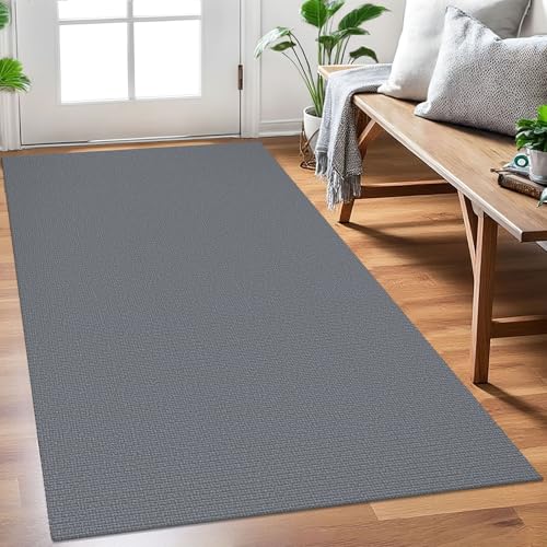 EARTHALL Washable Area Rug 3x5 Ft Non Slip Rugs for Entryway Braided Rubber Backed Throw Rugs Door Mat Indoor Outdoor Entrance Cotton Woven Rug for Kitchen Foyer Front Door Living Room, Charcoal Gray