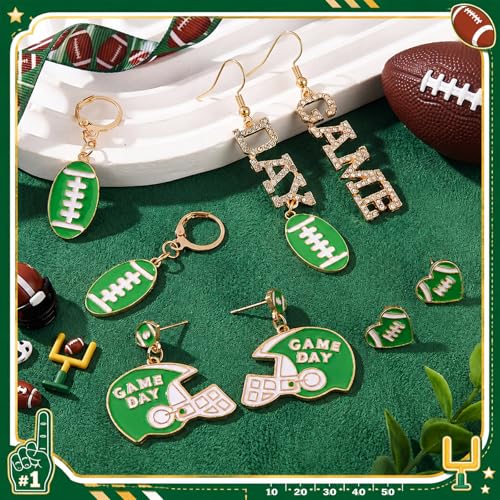 Image of Liliaafar 4 Pairs Game Day Football Earrings for Women | Football Mom Sports Game Day Charm Accessories for Outfits Shirts Set Fall Sport Jewelry Cute Sport Stud Football Sport Fans