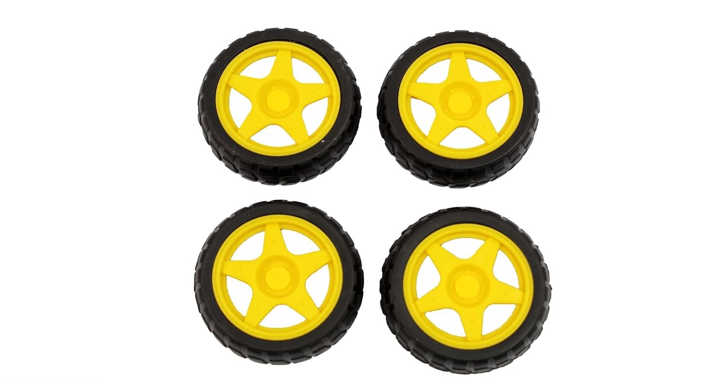 4pc 65mm BO WHEEL RUBBER TYRE FOR TT BO GEAR MOTOR DIY SMART ROBOTIC RC CAR | 65 mm Lightweight Plastic BO Wheels Rubber Tyre for BO Motors Tires Smart Car Line Following Robot Electronics Hobby Projects-image-8