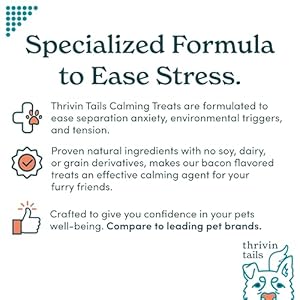 Thrivin Tails- Dog Calming Chews- Dog Anxiety Relief- Dog Calming Treats- Melatonin for Dogs-Separation Anxiety Relief for Dogs- Dog Calming Treats,
