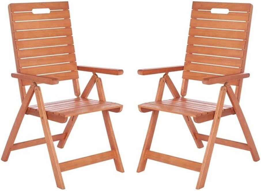 Pemberly Row Eucalyptus Wood Outdoor Folding Chairs, Natural Finish, Weather-Resistant, Set of 2, 42.13 in H x 28.86 in W x 21.93 in D, Compact Design with Handles, Patio, Deck or Garden Seating