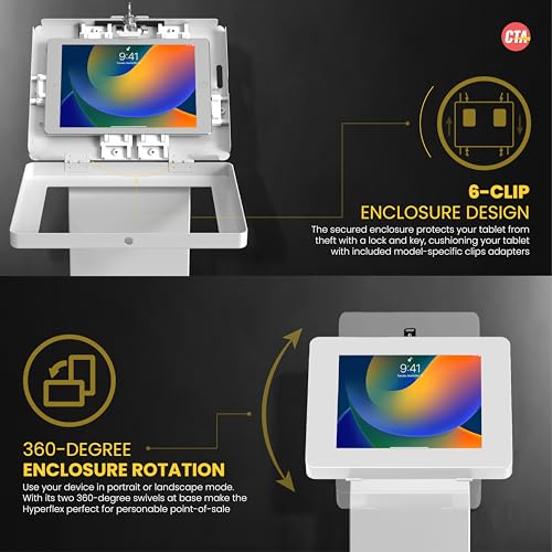 Image of Locking Floor Stand - CTA Premium Locking Support Base Kiosk with Steel Body and Heavy-Duty Locking Enclosure with Keys for iPad Pro 13-inch (M4), iPad Pro 12.9-inch, iPad Air 13-Inch (M3 / M2)