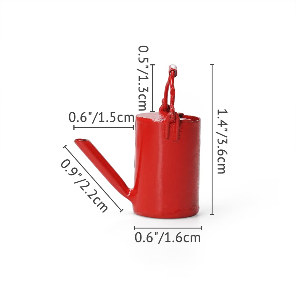 Odoria 1/12 Scale Miniature Watering Can - Metal Dollhouse Accessory, Red, 3.6 Cm