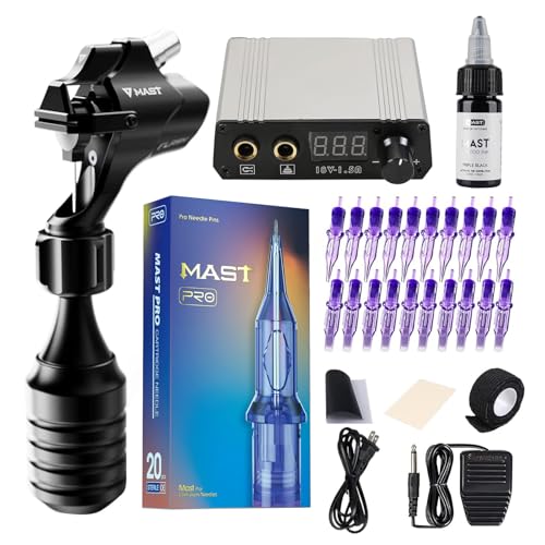 Mast Flash Rotary Tattoo Machine Kit Cartridges Disposable Needles Power Supply TZ450