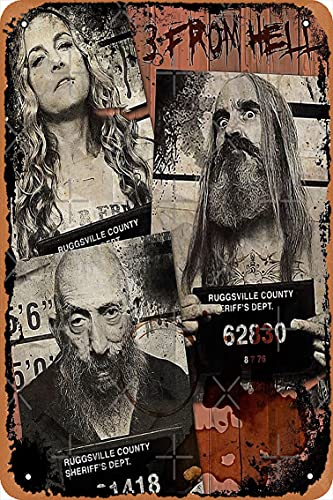 NIUMOWANG Cartel de metal – 3 from Hell – Rob Zombie Tin Poster 12 x 8 pulgadas
