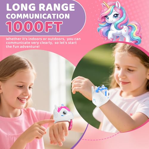 Image of Walkie Talkies for Kids 2 Pack, Unicorn Toys for Girls Age 3 4 5 6 7 8, Wrist Walkie Talkie Watch Toys, 1500FT Long Range Camping Outdoor Games, Birthday Christmas Stocking Stuffers Gifts