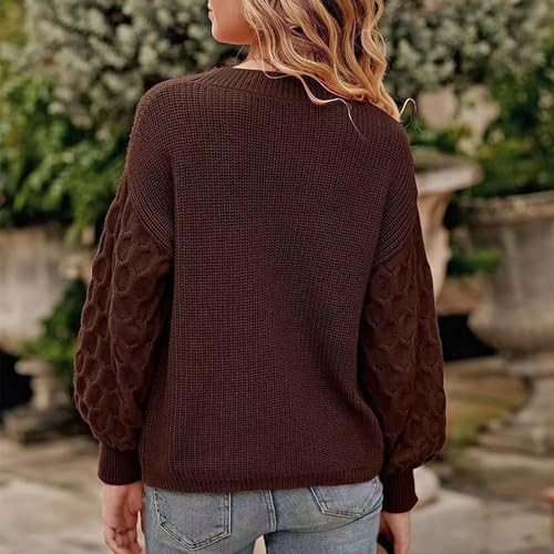 Wowcarbazole Maglione Donna A Coste Grosse Con Stampa Floreale – Girocollo Manica Lunga – Autunno 2024 - 6