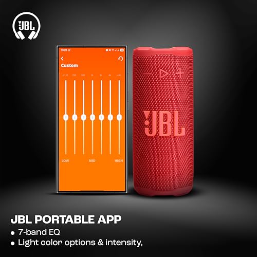 Image of JBL Grip Wireless Portable Bluetooth Speaker, JBL Pro Sound with AI Sound Boost, IP68 Waterproof /Dustproof, Ambient Light, Upto 14H Playtime, Auracast Multi-Speaker Connection, Red